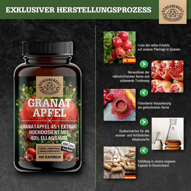 150 Granatapfel Kapseln hochdosiert 2400 mg 45:1 Extrakt | Scheunengut