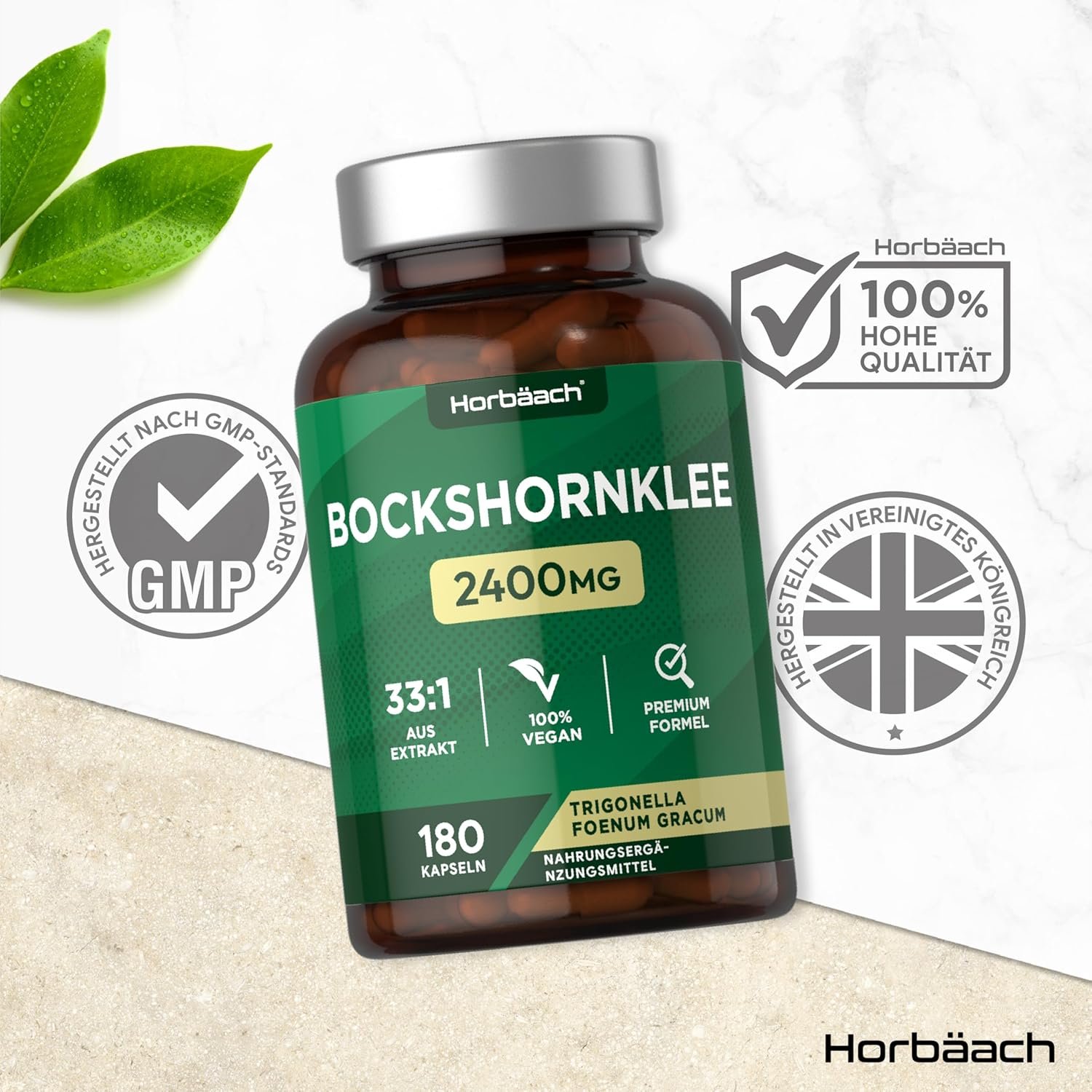 180 bockshornklee kapseln 2400mg – 800 mg pro Kapsel – Hochwirksame Saponine – Horbaach