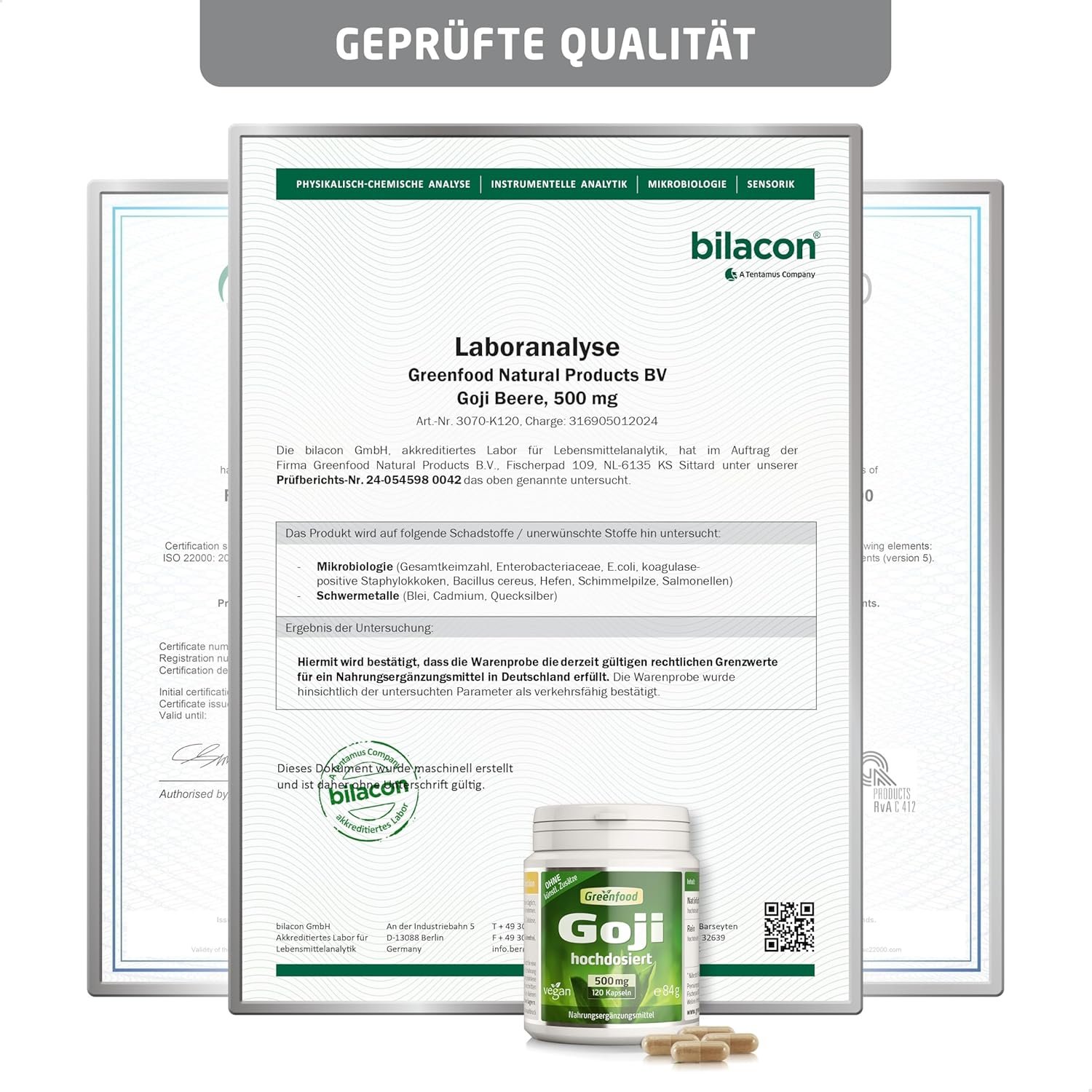 120 Goji Kapseln hochdosiert 500 mg vegan laborgeprüft | Greenfood