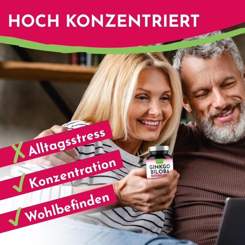 365 ginkgo biloba tabletten – 6000 mg pro Tablette – Mit B-Vitamin Komplex – Laborgeprüft