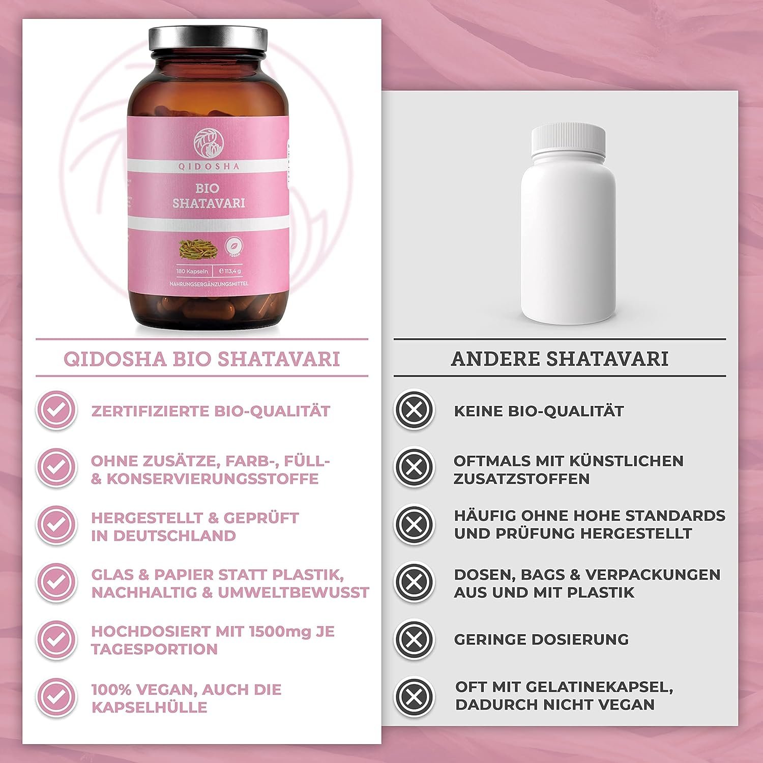 180 Shatavari kapseln bio hochdosiert 1500mg vegan | QIDOSHA