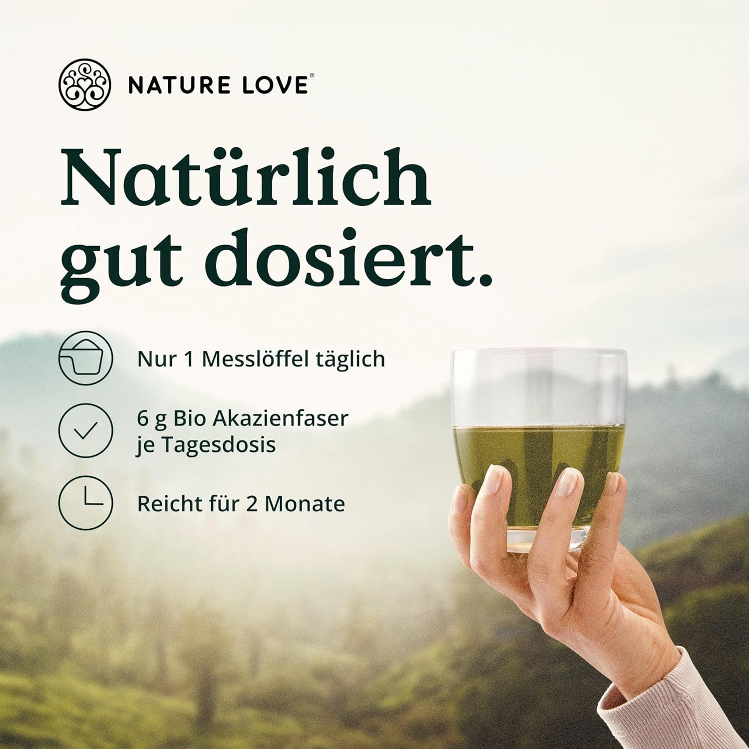 360 g Akazienfaser Pulver bio löslich & geschmacksneutral | NATURE LOVE