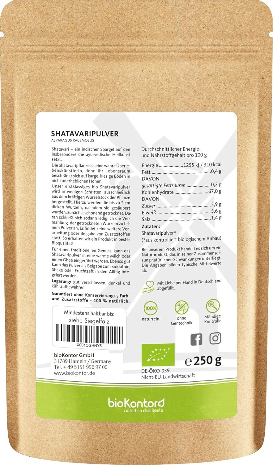 81Sb4d4z8WL._AC_SL1500_ (1) 250g Shatavari pulver bio ayurveda rein ohne zusätze I BioKontor