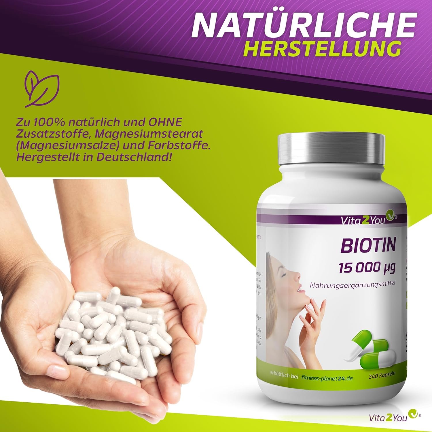 81YRtGmT0TL._AC_SL1500_ 240 Kapseln Biotin Kapseln 15.000 mcg hochdosiert vegan Vita2You