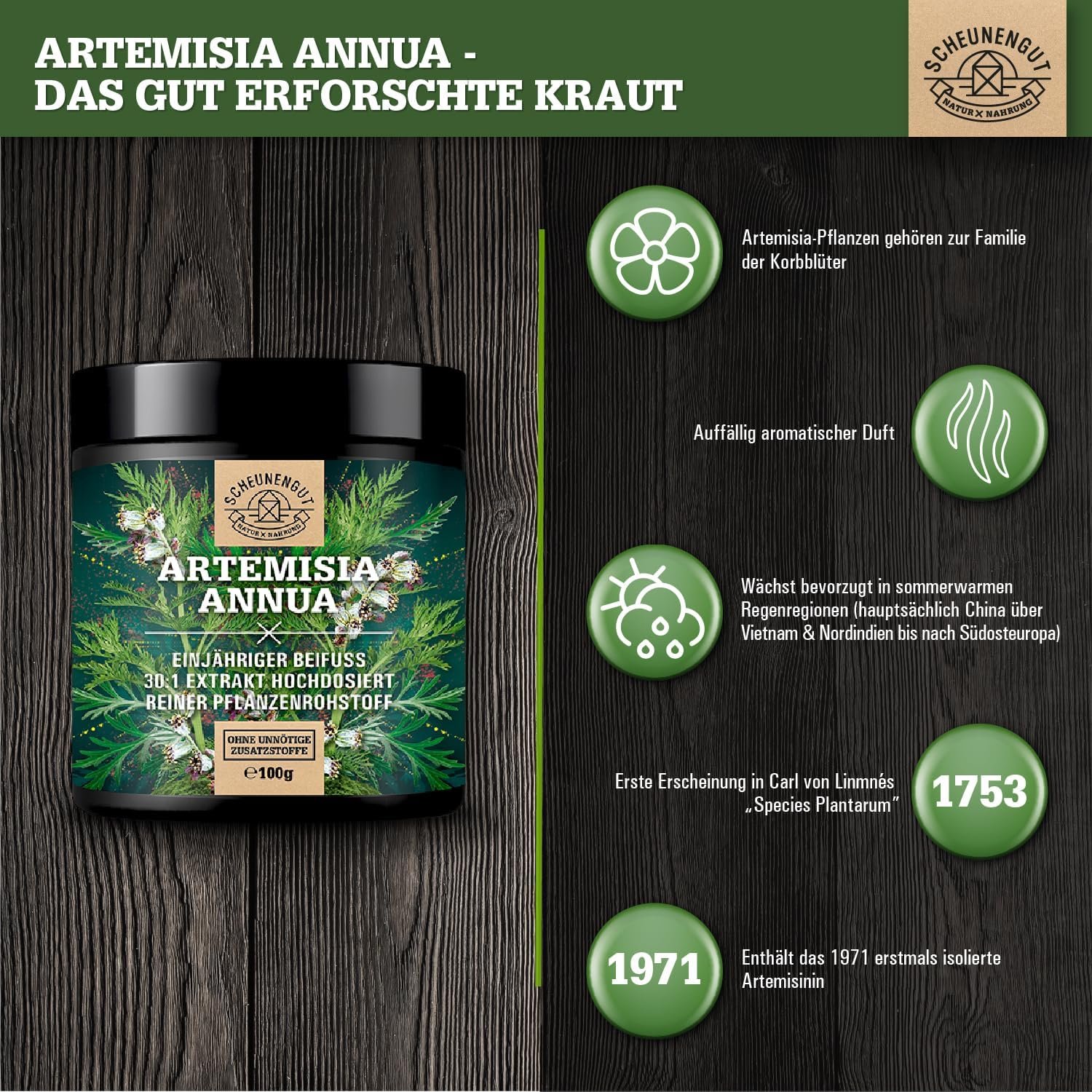 81a219SuiTL._AC_SL1500_ 100 g Artemisia Annua Pulver 30:1 Extrakt 21% Artemisinin hochdosiert | SCHEUNENGUT