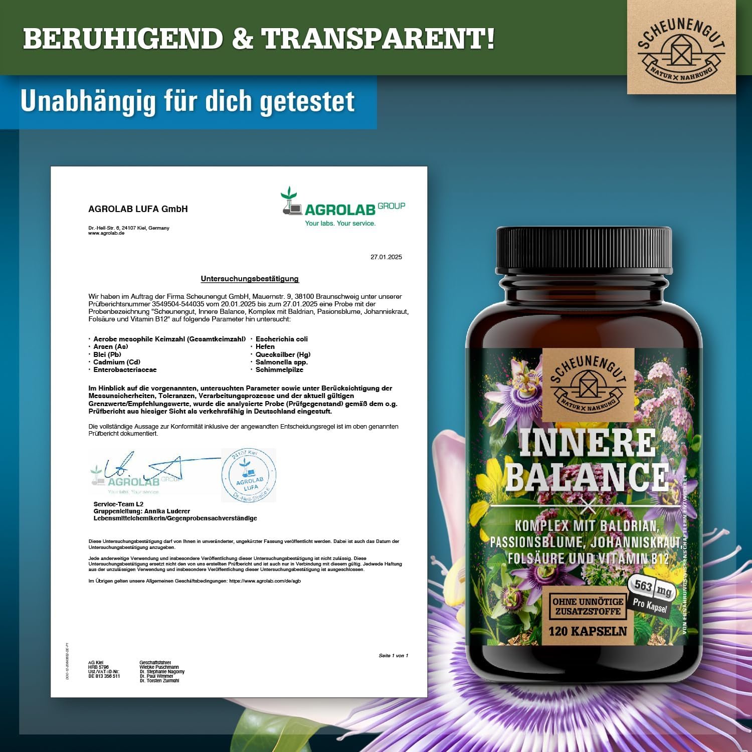 120 baldrian kapseln hochdosiert – Mit Johanniskraut & Passionsblume – Laborgeprüfter Komplex – INNERE BALANCE®