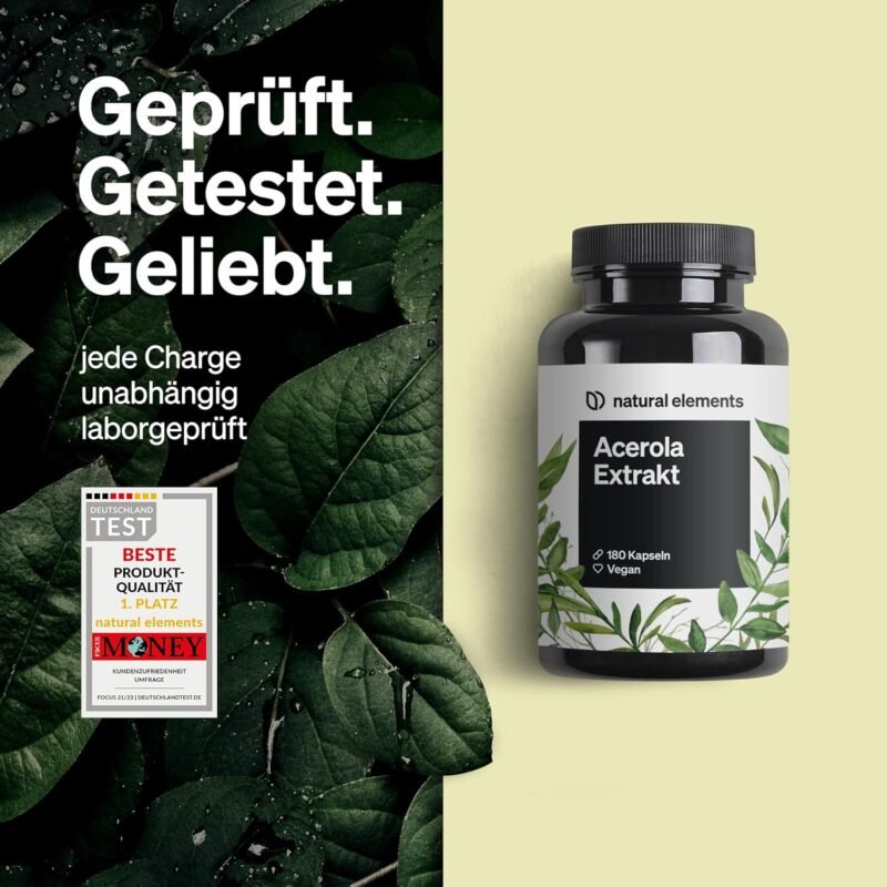 180 Acerola kapseln hochdosiert vegan mit vitamin c | Natural Elements