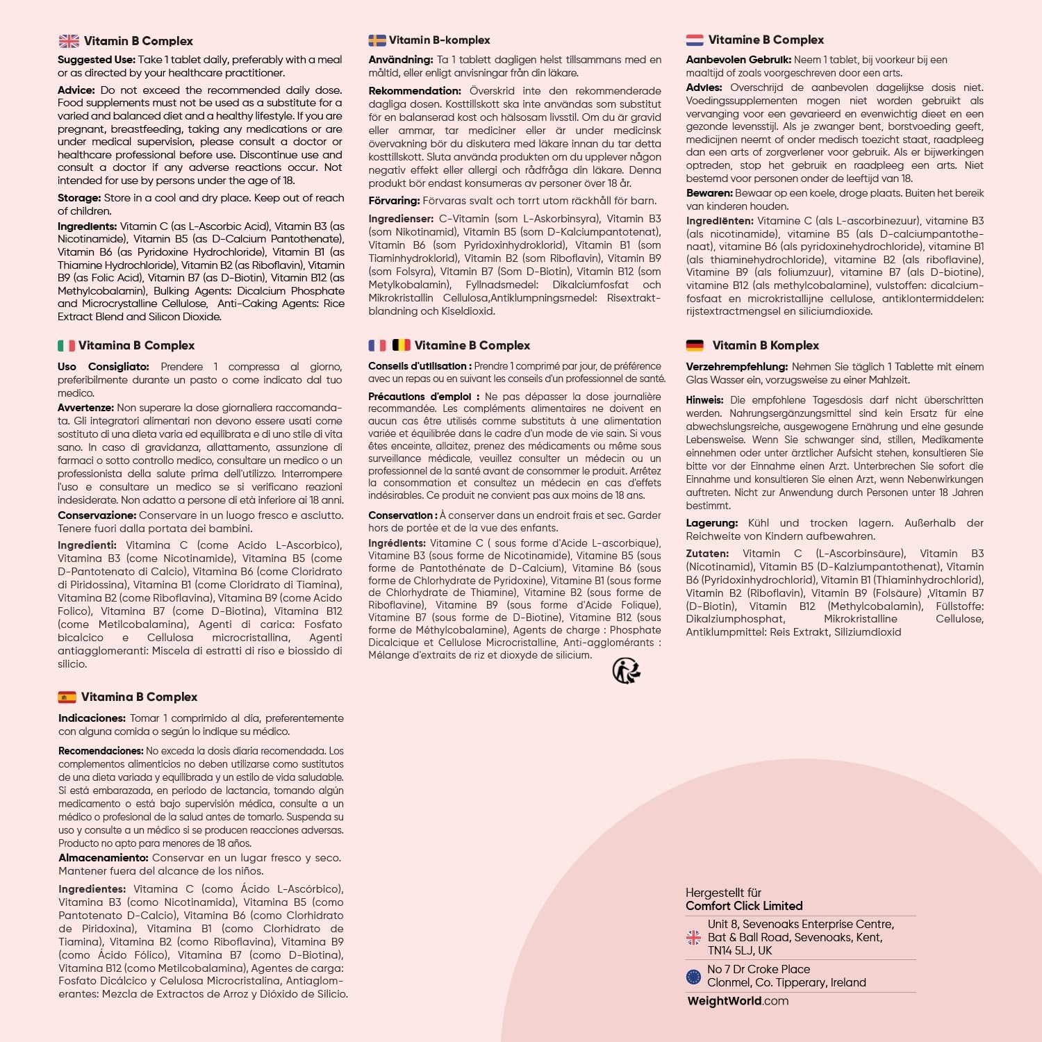 81gShcQm6hL._AC_SL1500_ 365 Tabletten Vitamin B Tabletten hochdosiert vegan WeightWorld