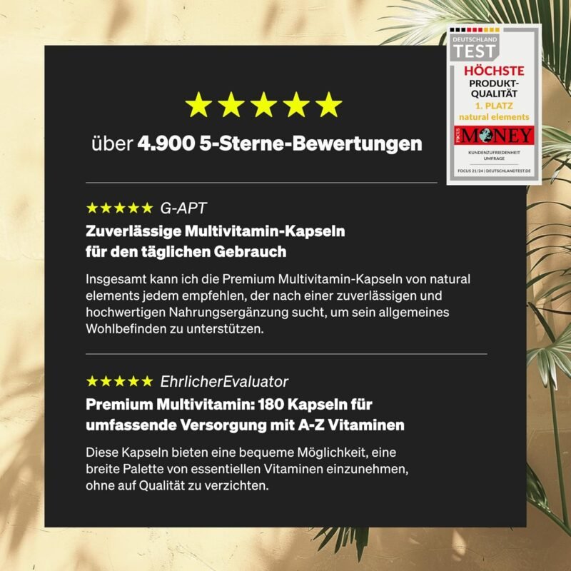 180 Kapseln Multivitamin Kapseln hochdosiert vegan natural elements