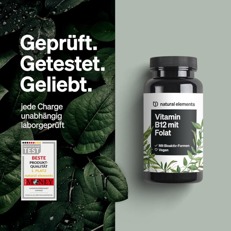 180 Tabletten Vitamin B12 Tabletten 500 µg hochdosiert vegan natural elements