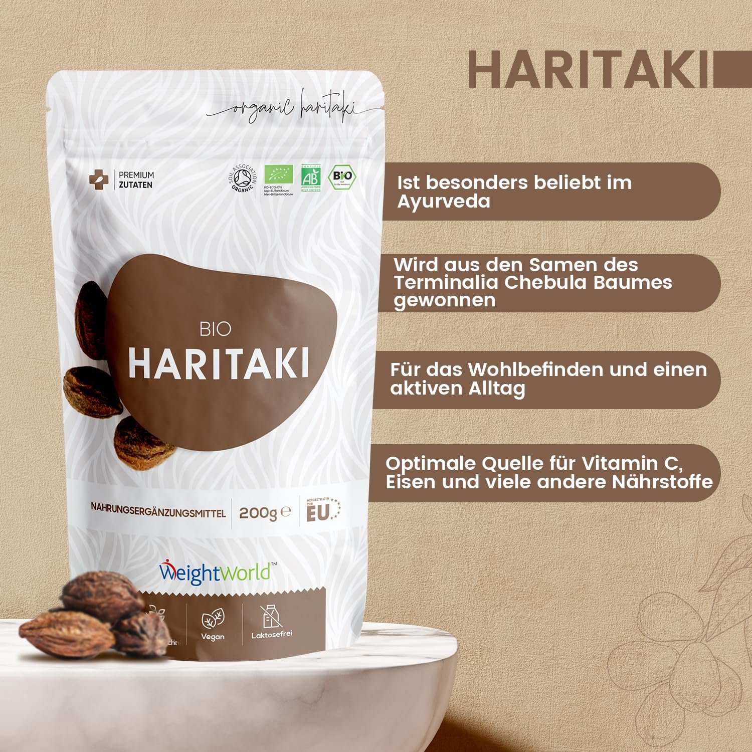 200g Haritaki pulver bio vegan ayurveda triphala alternative | WEIGHTWORLD