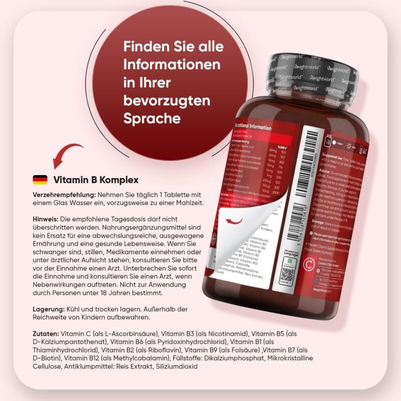 365 Tabletten Vitamin B Tabletten hochdosiert vegan WeightWorld