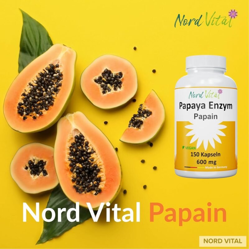 150 papaya enzym kapseln – Ultra-hoch Papain-Aktivität – Vegan, Made in Germany