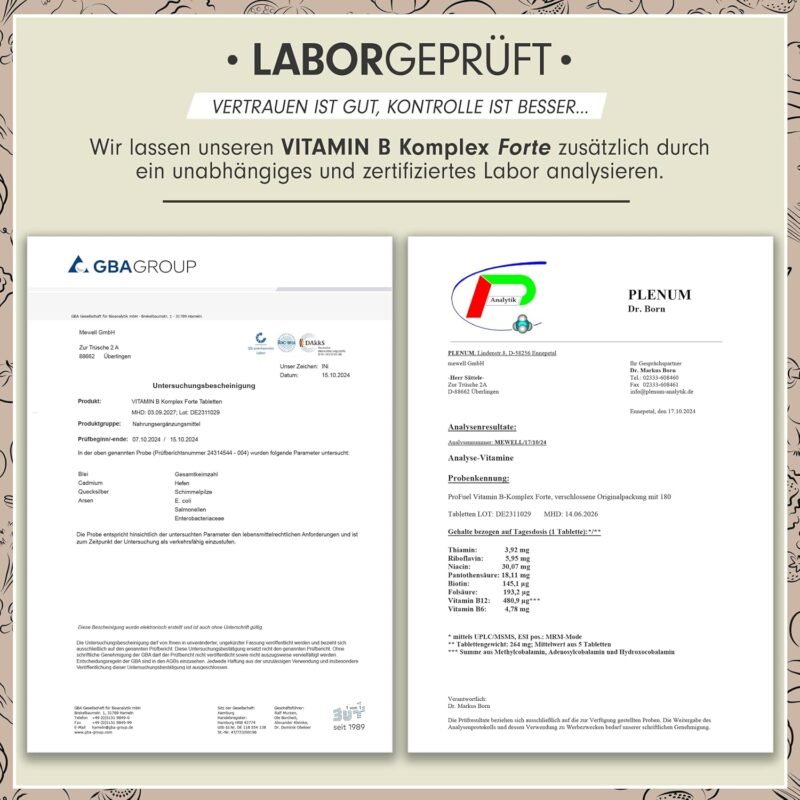 180 Tabletten Vitamin B Komplex Tabletten hochdosiert vegan ProFuel