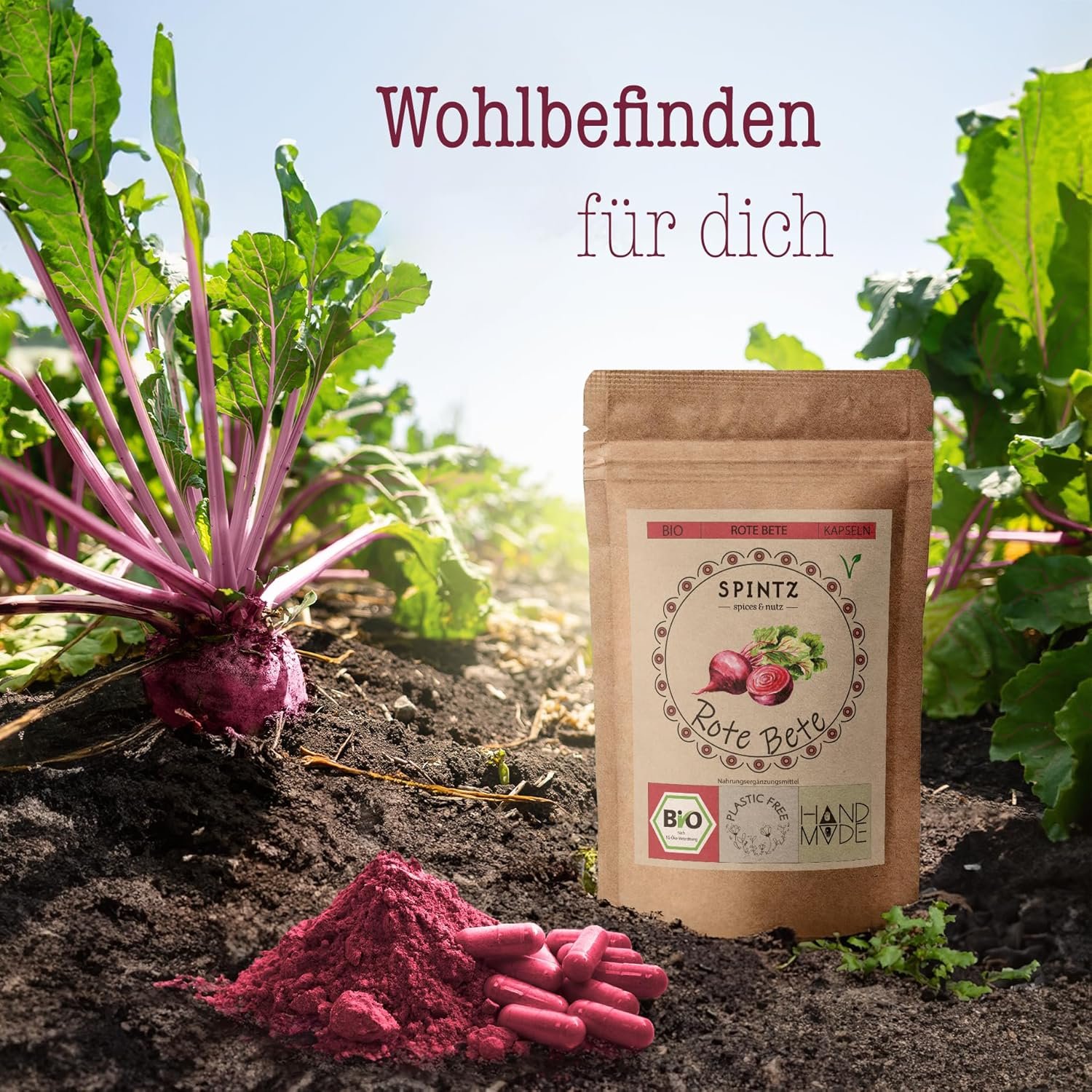 Rote beete kapseln 360 stück 720mg bio nachhaltig vegan | SPINTZ