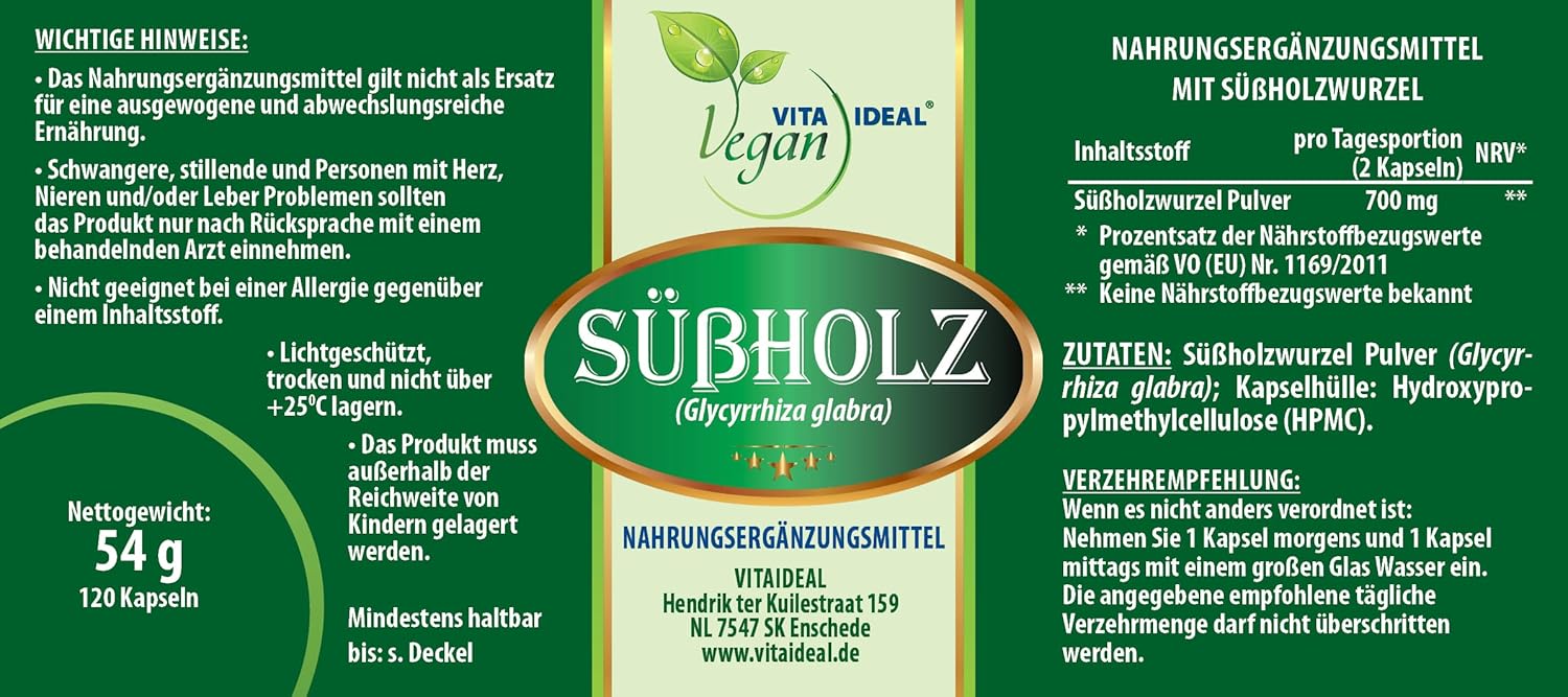 120 süßholz kapseln – 700 mg Tagesportion – Vegan & rein natürlich
