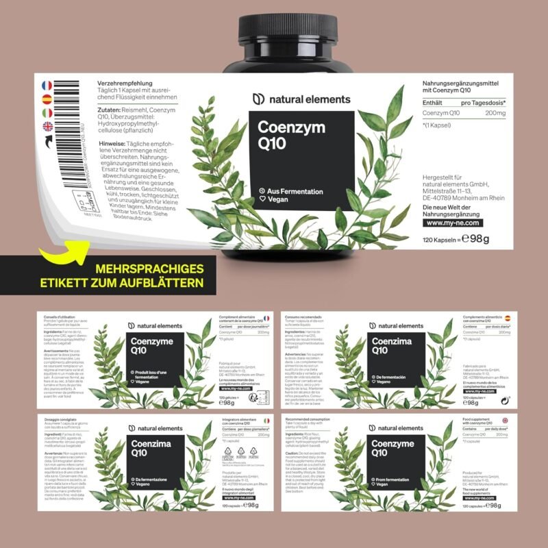 120 coenzym q10 200mg kapseln – Hochdosiert – Vegan & Laborgeprüft - Natural Elements