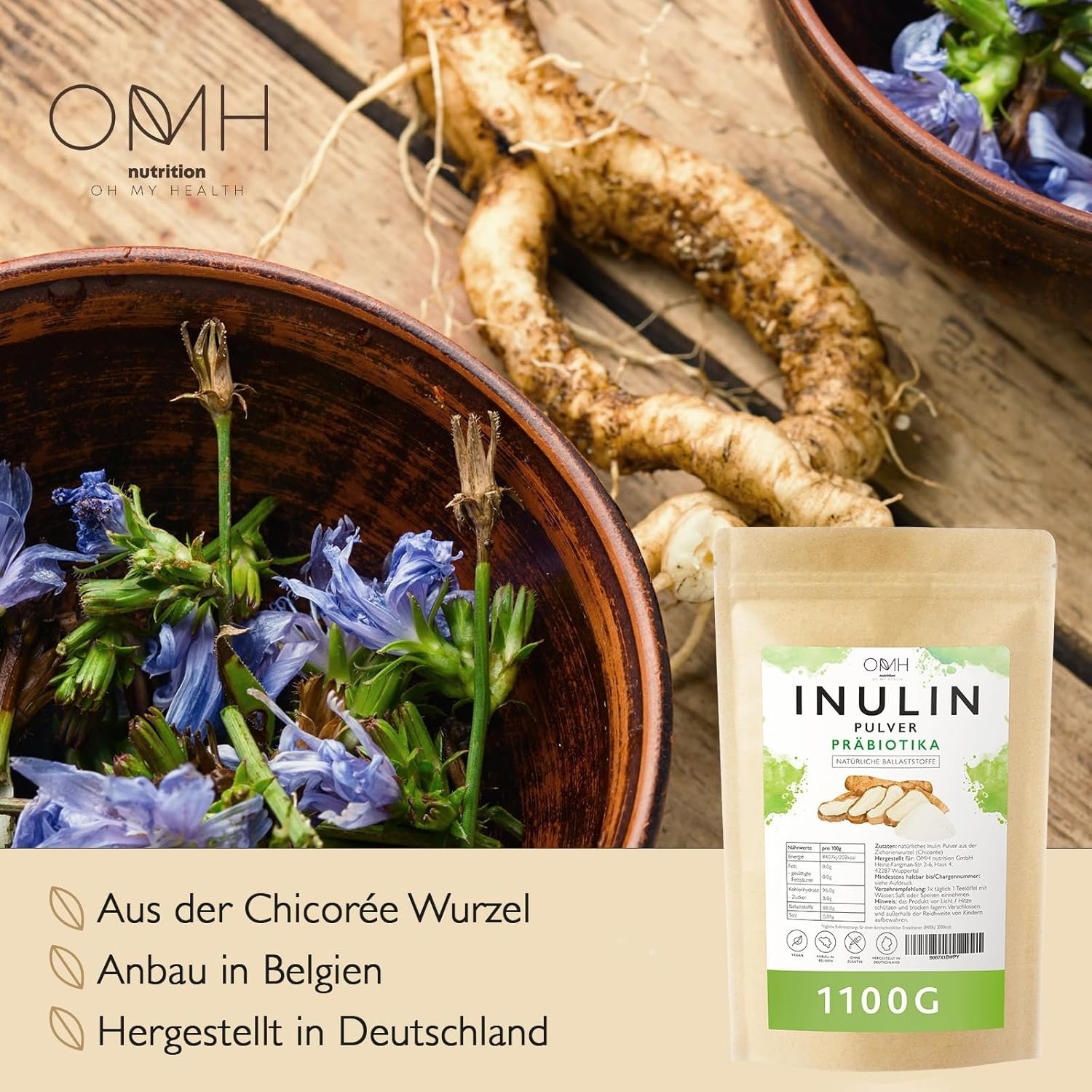 1100g Inulin pulver ballaststoffreich aus europa vegan | OHM nutrition