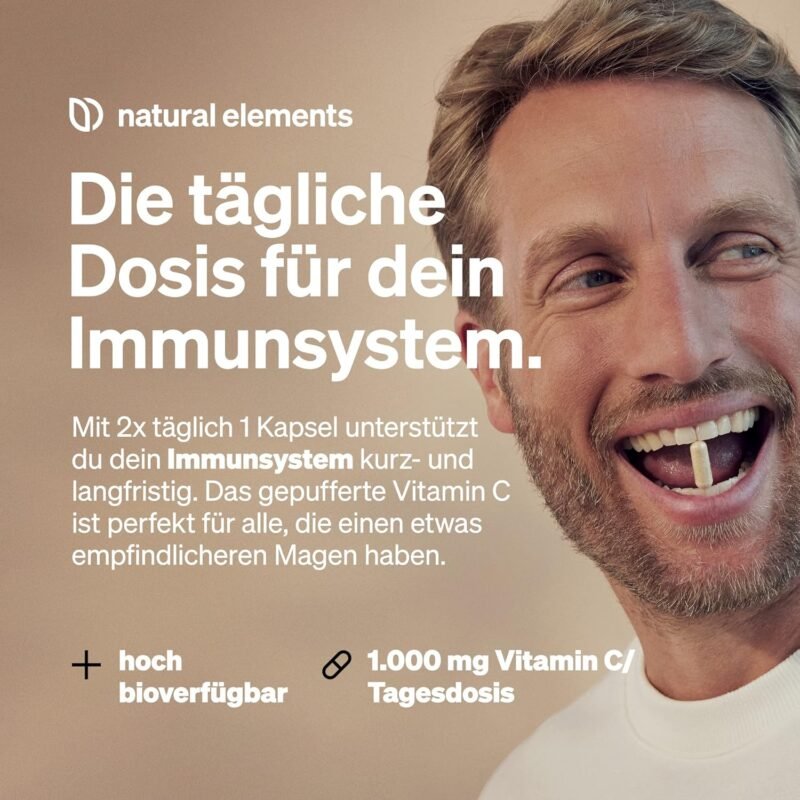 360 Kapseln Vitamin C Kapseln 1000 mg + 15 mg Zink vegan natural elements