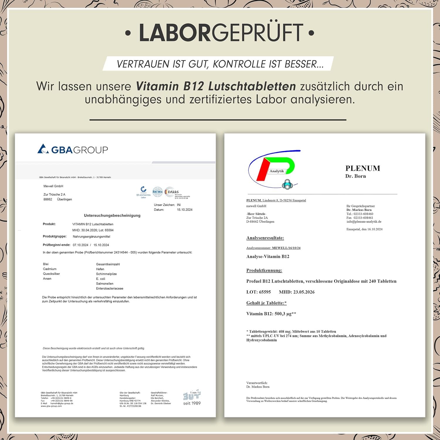 240 Lutschtabletten Vitamin B12 Lutschtabletten 500 µg vegan ProFuel