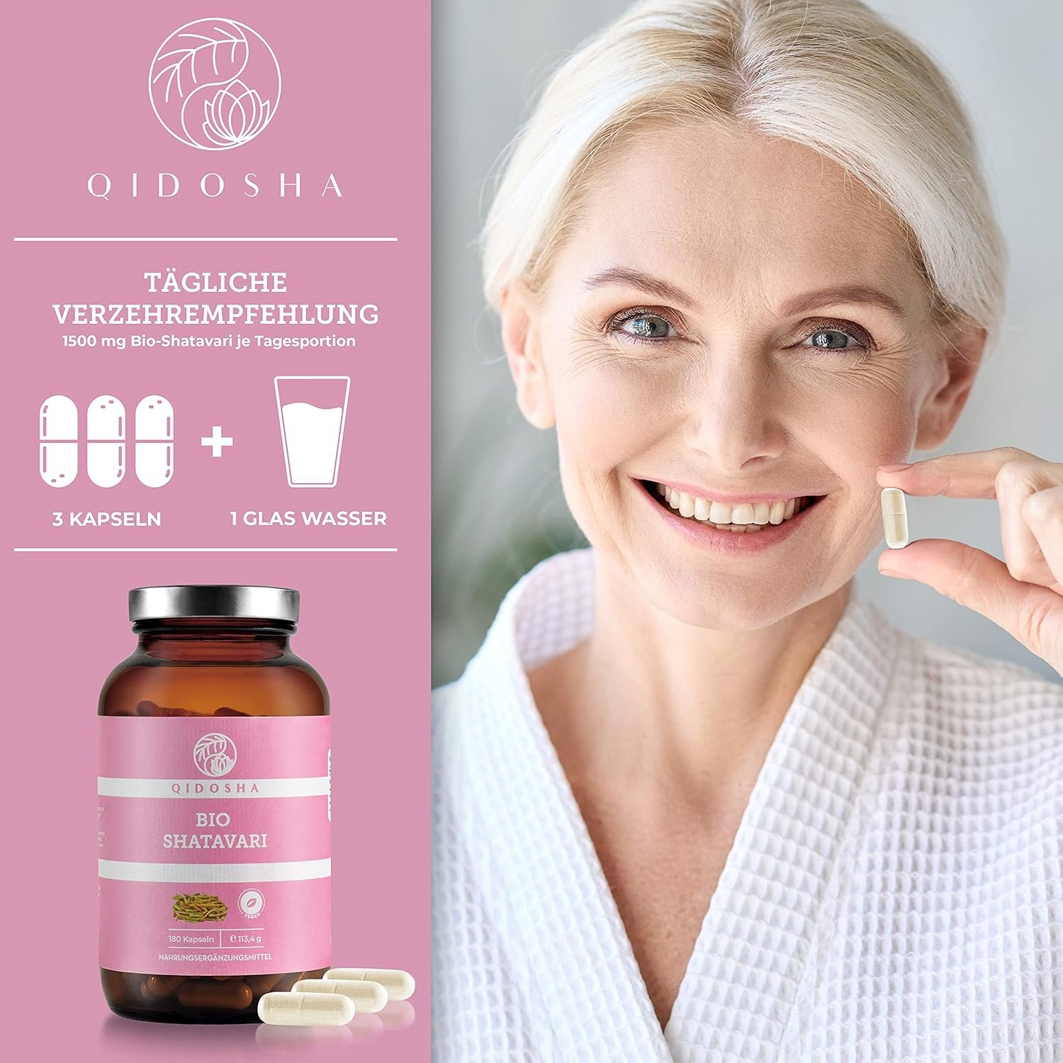 180 Shatavari kapseln bio hochdosiert 1500mg vegan | QIDOSHA