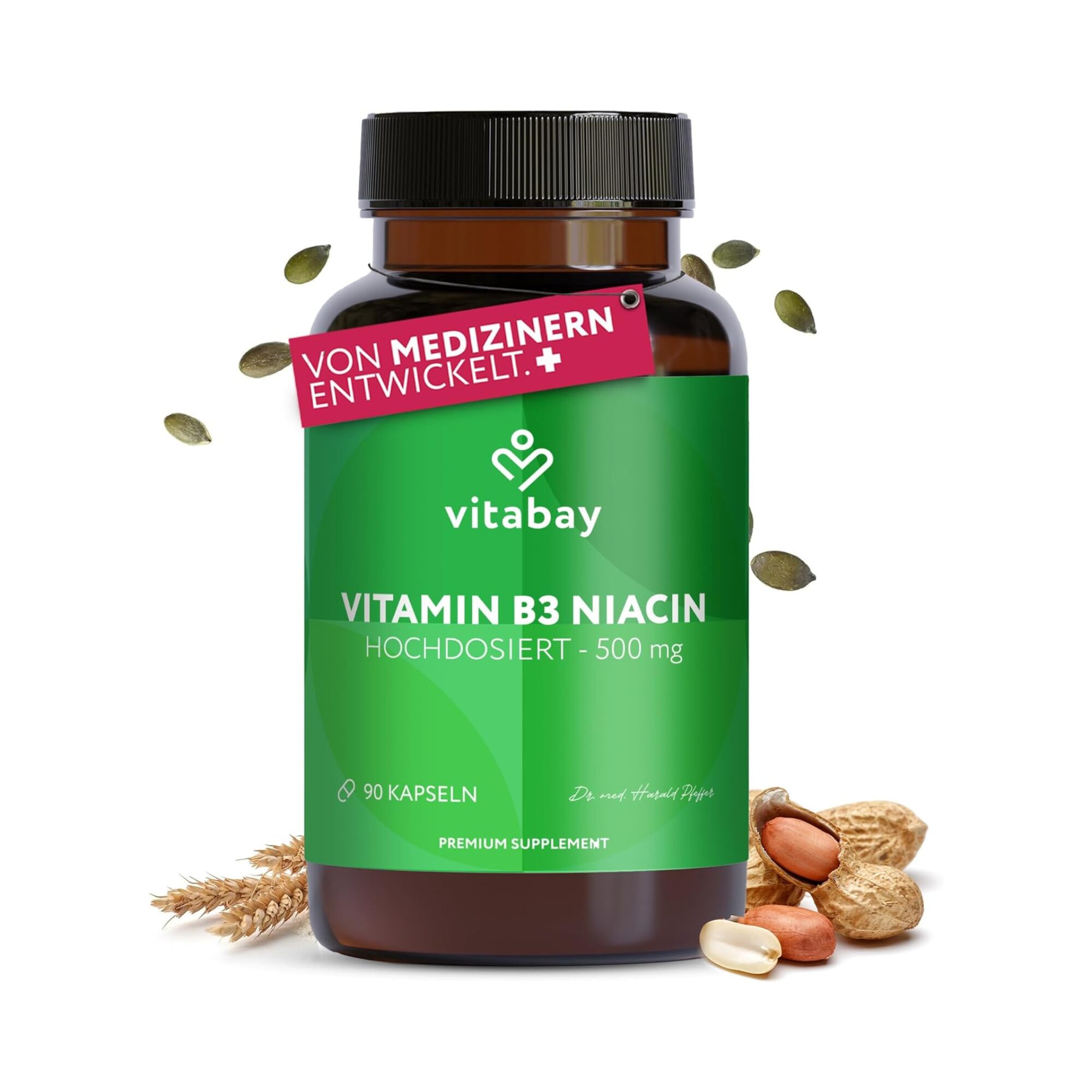 90 Kapseln Vitamin B3 Kapseln 500 mg hochdosiert vegan Vitabay