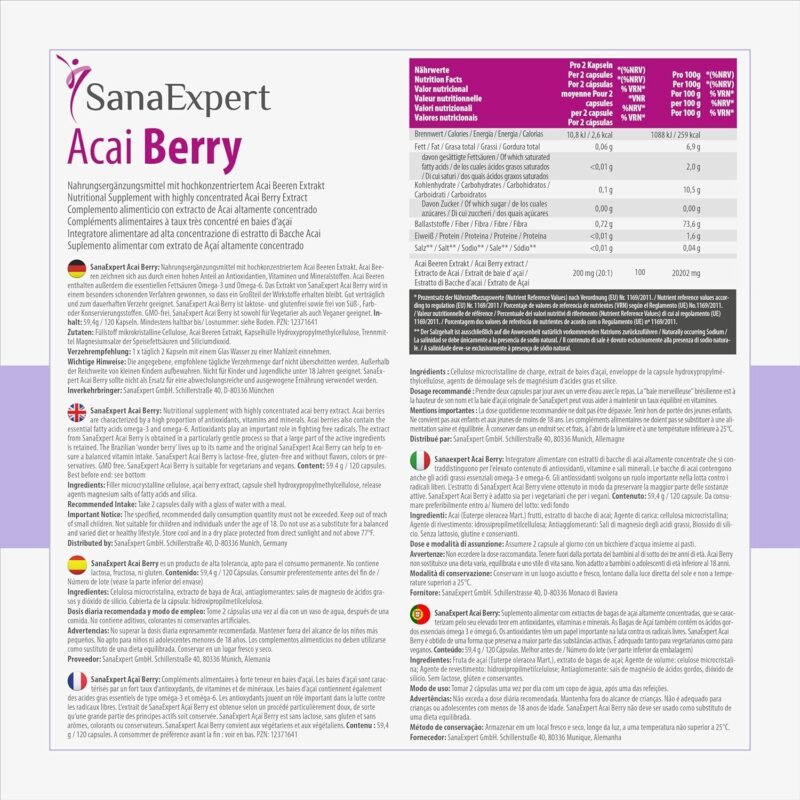 120 Acai kapseln hochdosiert vegan antioxidativ | SanaExpert