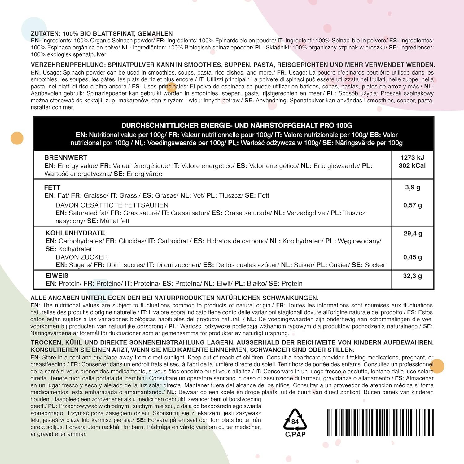 919gTumSTnL._SL1500_ 250g Spinatpulver bio gemahlen vegan ohne zusätze | IDDA Herbal