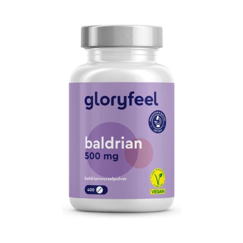 400 baldrian hochdosiert Tabletten – 500 mg Baldrianwurzelpulver – Vegan – Gloryfeel