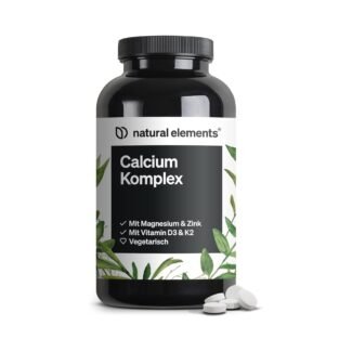 360 calcium komplex mit magnesium & zink tabletten – Hochdosiert – Vegan – Laborgeprüft – Natural Elements