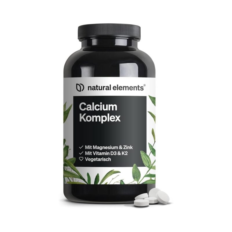 360 calcium komplex mit magnesium & zink tabletten – Hochdosiert – Vegan – Laborgeprüft – Natural Elements