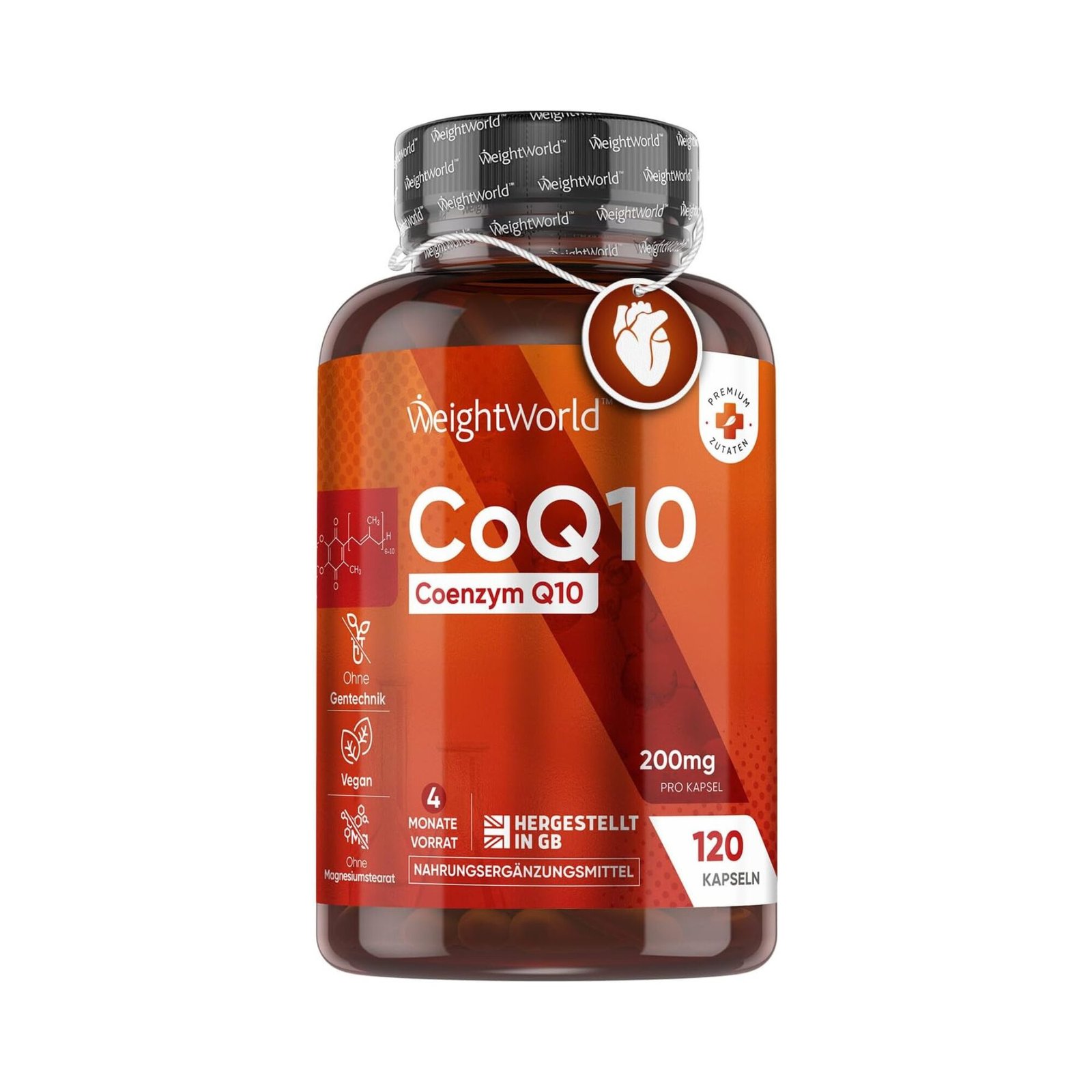 120 coenzym q10 200mg kapseln – Vegan & GMP-zertifiziert – WeightWorld