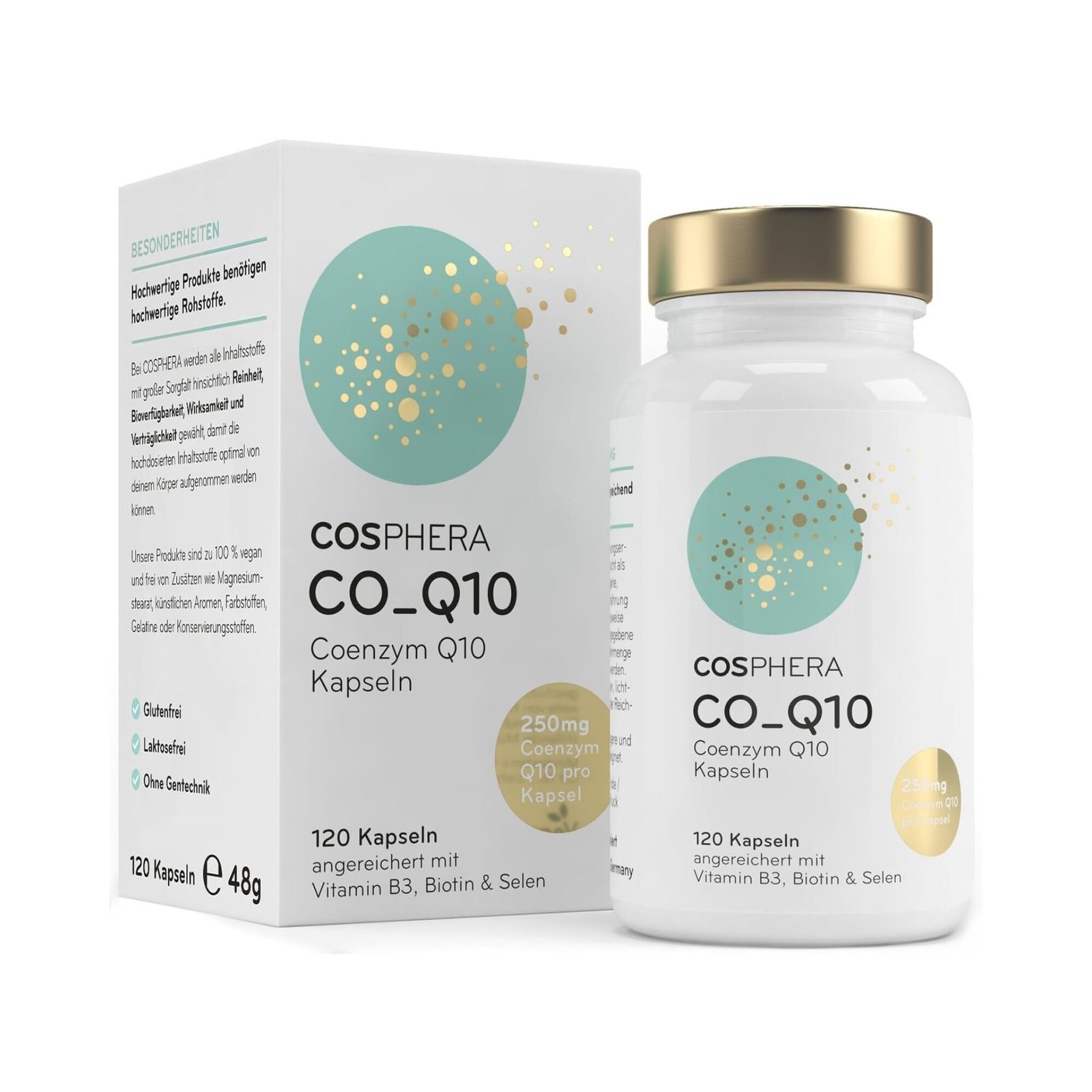 120 coenzym q10 hochdosiert 250 mg kapseln – Vegan & Laborgeprüft – Cosphera