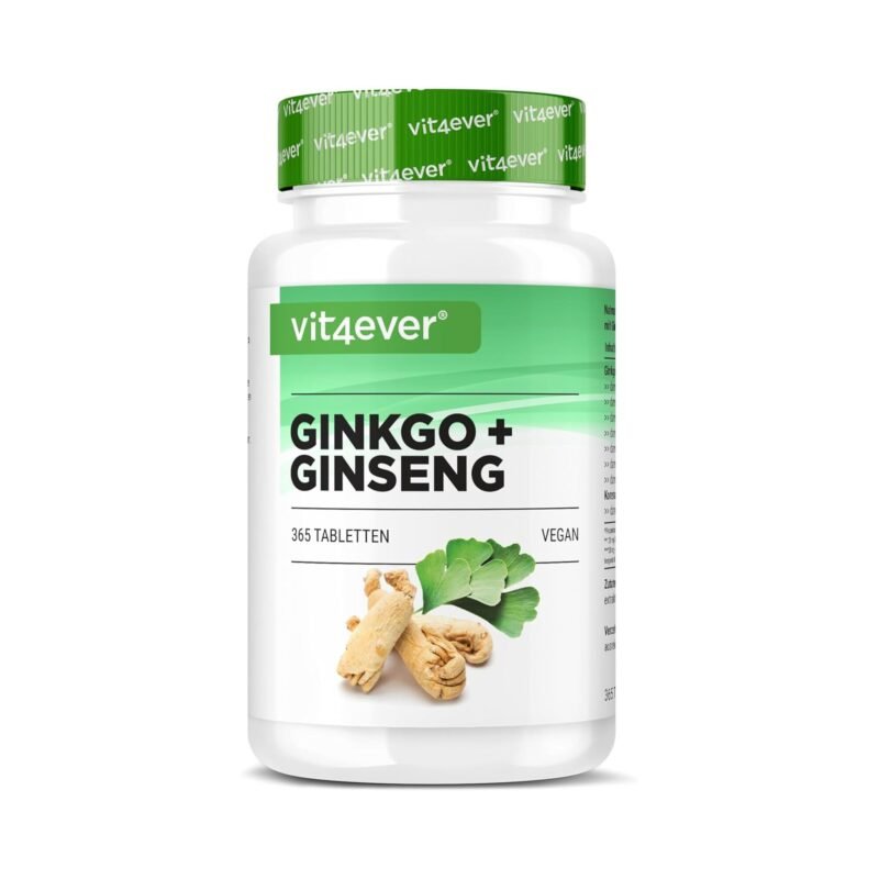 365 ginkgo ginseng tabletten – Hochdosierter Spezialextrakt – Laborgeprüft – Vegan