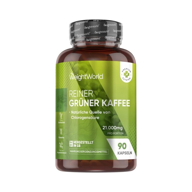 90 grüner kaffee kapseln – 21.000 mg Grüner Kaffeebohnen Extrakt – Vegan & Hochdosiert