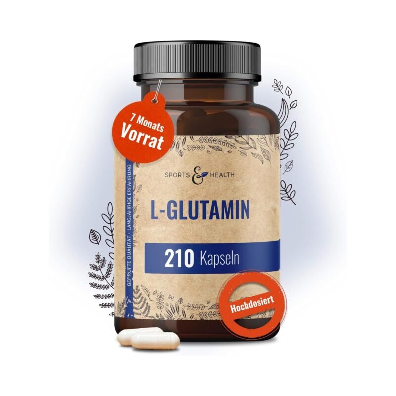 210 l glutamin kapseln – 750 mg reines L-Glutamin pro Kapsel – Vegan & Ohne Zusatzstoffe