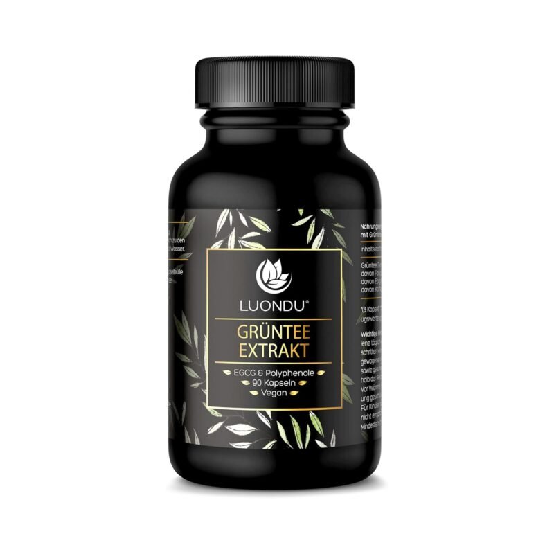 90 grüntee extrakt kapseln – Hochdosiert mit 2250mg Extrakt & 339mg EGCG – Vegan