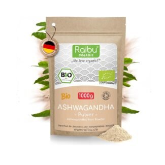 ashwagandha pulver bio 1000g von Raibu – hochreines Withania somnifera