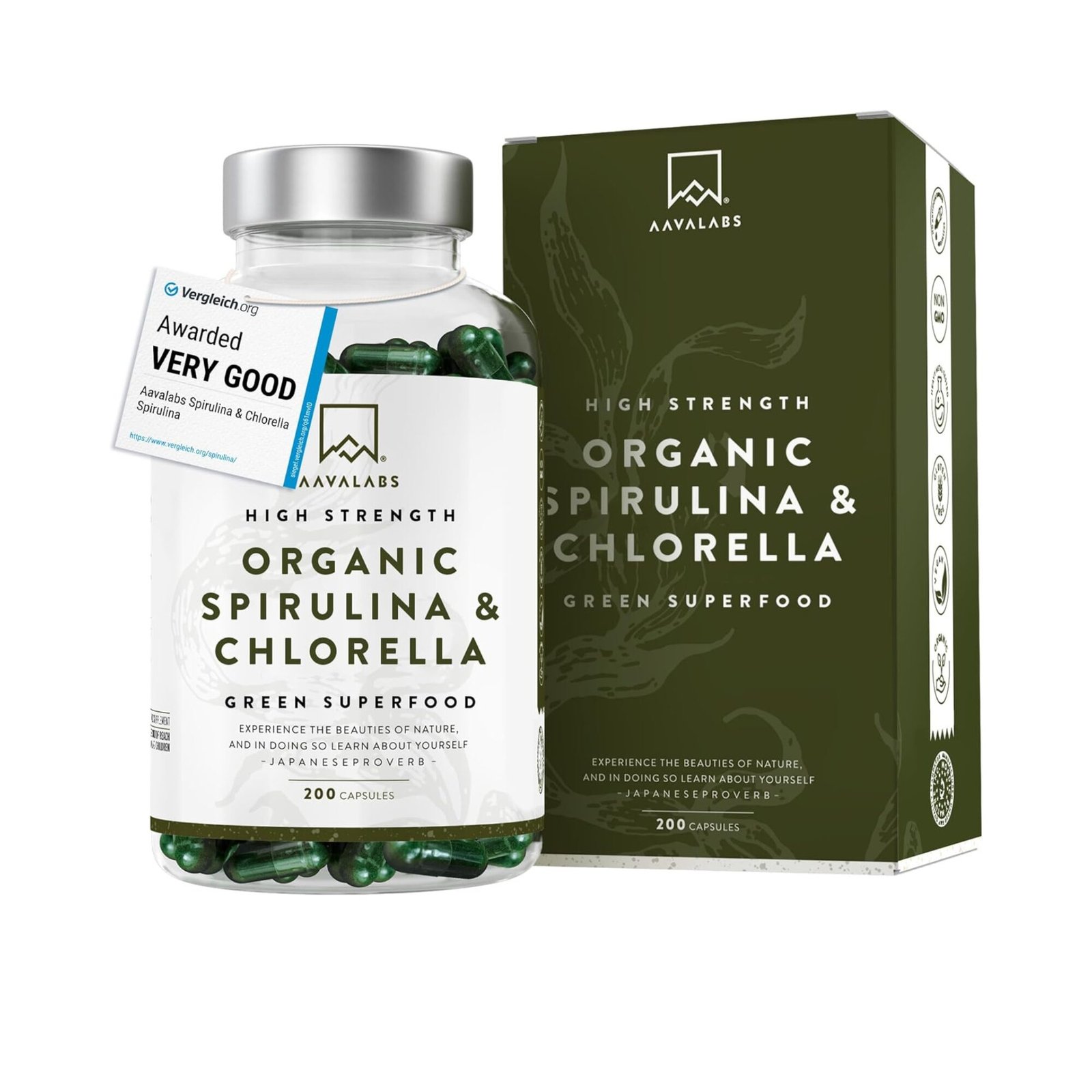 Design fără titlu (18) spirulina chlorella kapseln 200 stück bio hochdosiert vegan