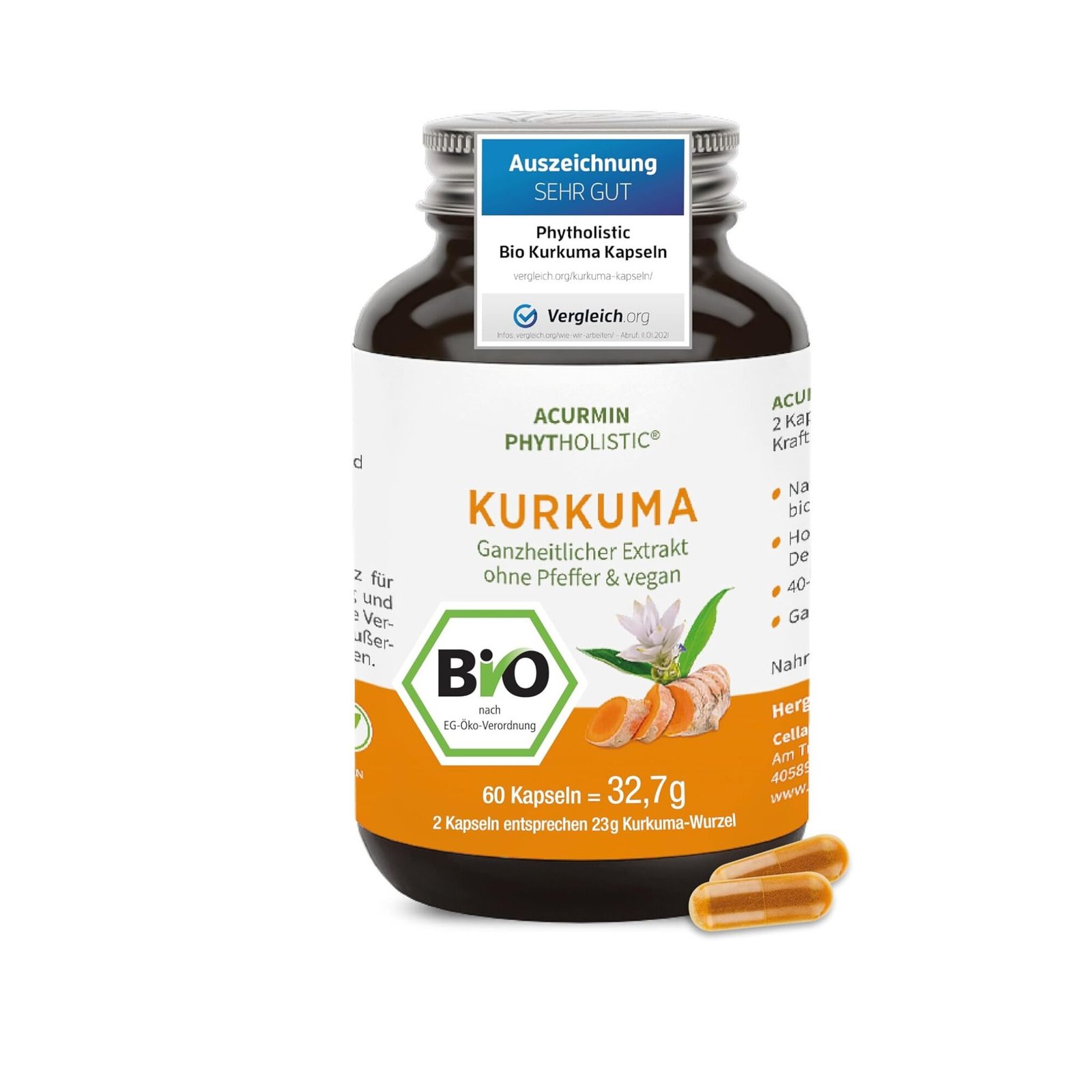 kurkuma kapseln hochdosiert 15000mg ohne pfeffer vegan phytholistic