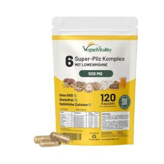 pilz komplex kapseln 120 stück mit cordyceps reishi lions mane vegan