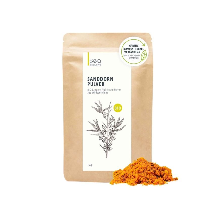 sanddorn pulver bio 150g vollfrucht gefriergetrocknet cosmopolitea