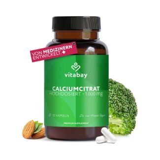 90 calcium hochdosiert 1000mg kapseln – Vegan Calciumcitrat – Vitabay