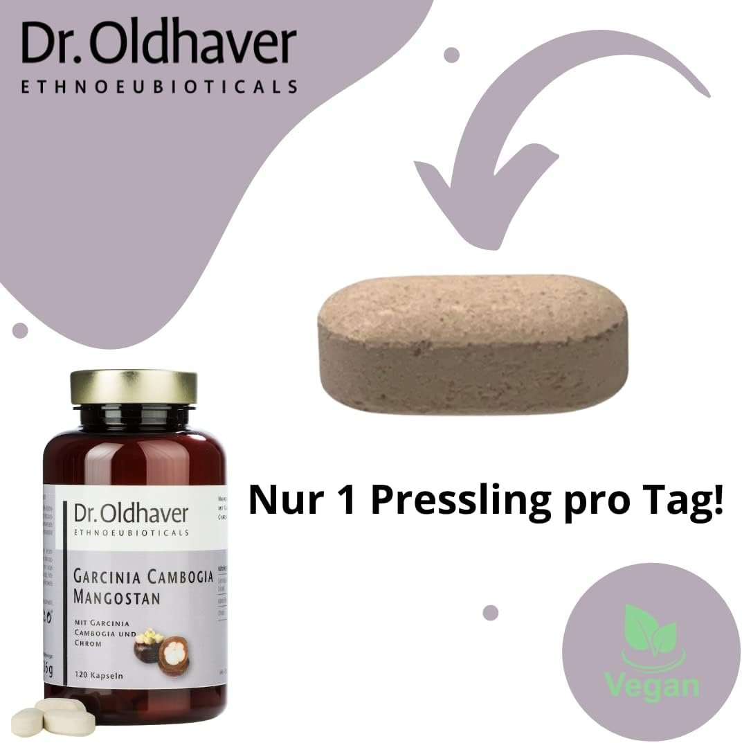 120 Garcinia Cambogia Presslinge – mit Mangostan & Chrom, hochdosiert | Dr. Oldhaver