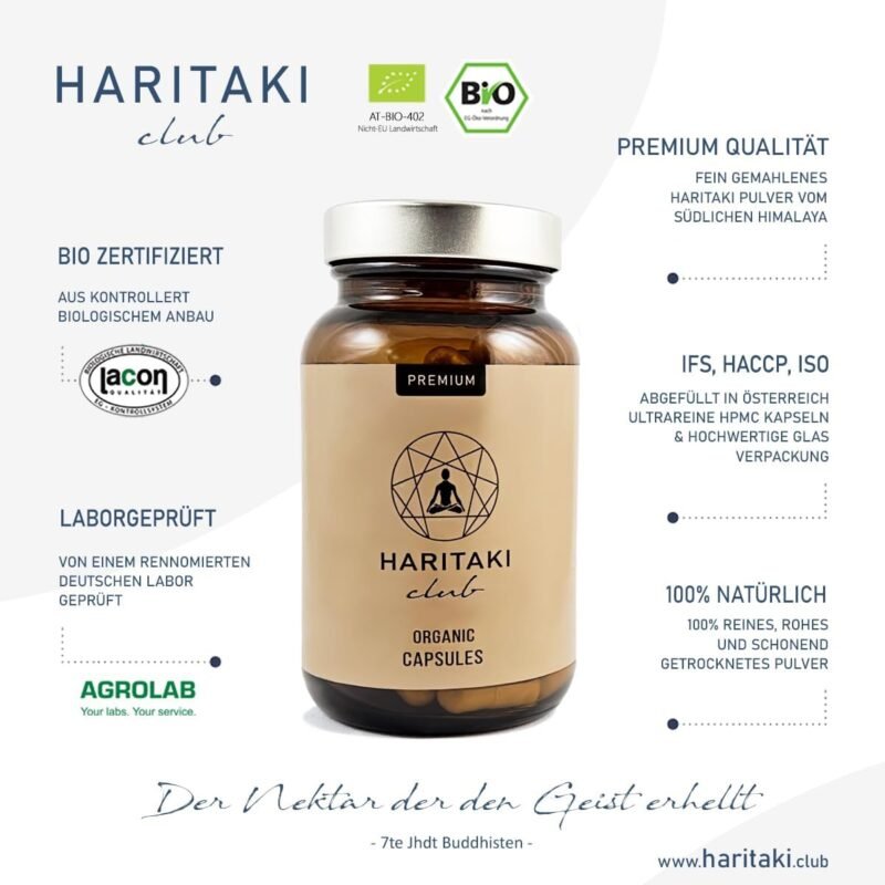 500mg Haritaki Kapseln Bio – ayurvedisch & naturrein | Haritaki Club