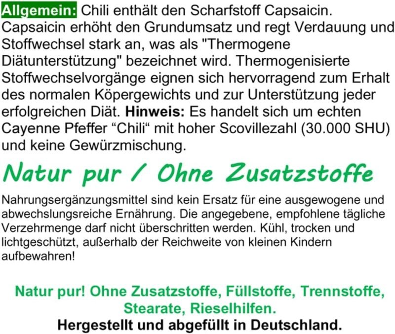 360 Stk. Capsaicin Fettverbrenner Kapseln – Diät & Stoffwechsel | VitalLeben