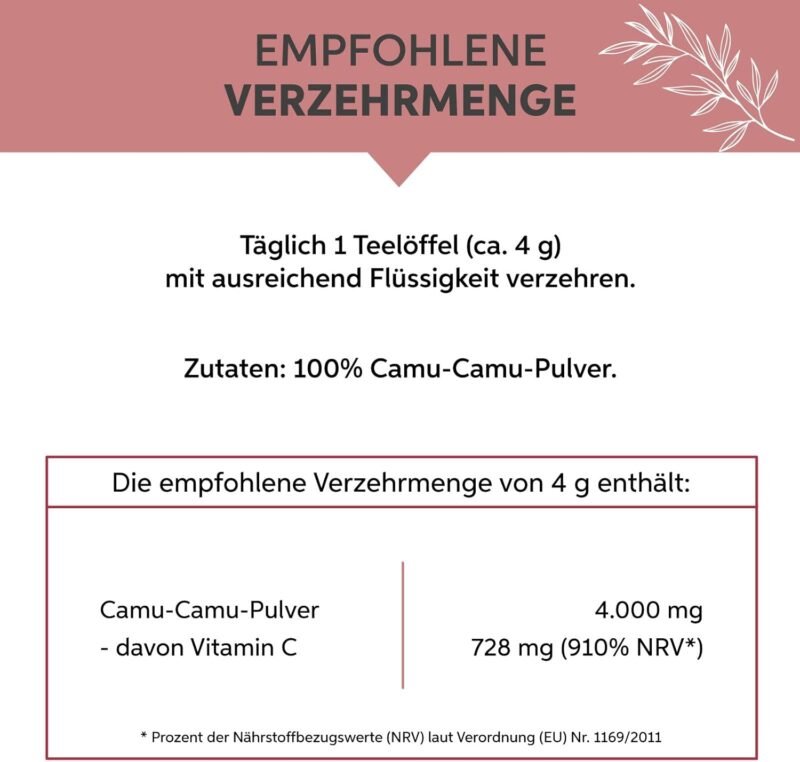 500g Camu Camu Pulver Bio hochdosiert mit natürlichem Vitamin C | Eltabia