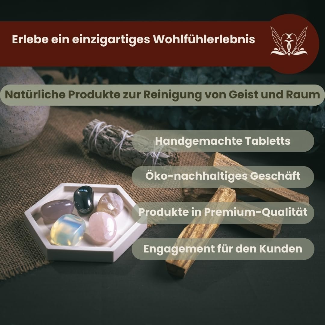 12-teiliges Set Räucherset Neue Anfänge – Weißer Salbei, Palo Santo & Heilsteine | BESOULS