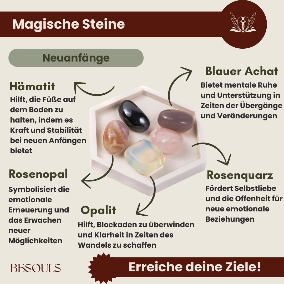 12-teiliges Set Räucherset Neue Anfänge – Weißer Salbei, Palo Santo & Heilsteine | BESOULS