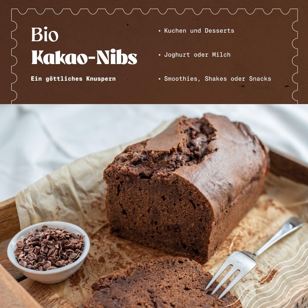 1000 g Roh Kakao Nibs Bio – Natürlich, reich an Magnesium & Eisen, Rohkostqualität | NaturaleBio